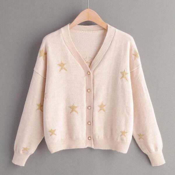 

Star Print Drop Shoulder Cardigan