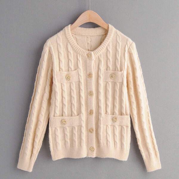 

Cable Knit Button Detail Cardigan