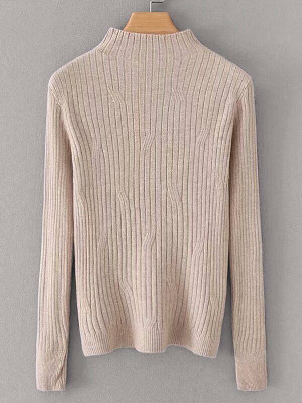 

Mock Neck Long Sleeve Sweater, Khaki
