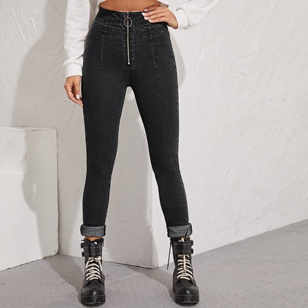 

Push-Up O-ring Skinny Jeans, Black