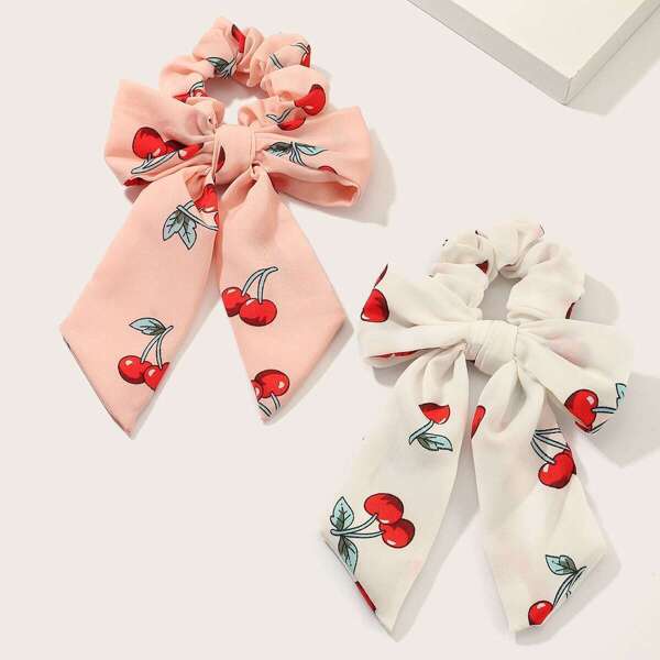 

Toddler Girls Cherry Pattern Scrunchie Scarf 2pcs, Multicolor