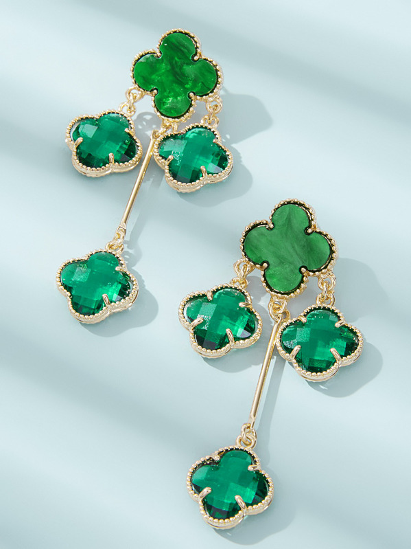 

Clover Drop Earrings 1pair, Green