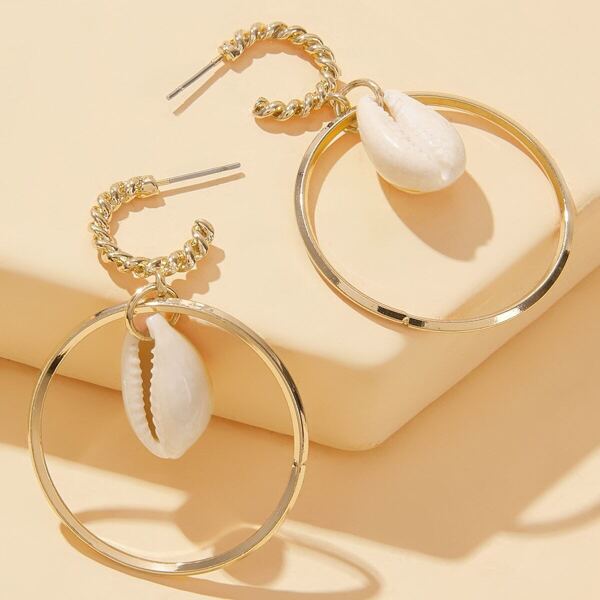 

Shell Decor Hoop Drop Earrings 1pair