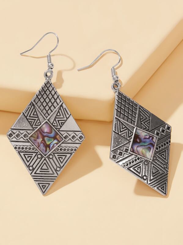 

Rhombus Drop Earrings 1pair, Silver