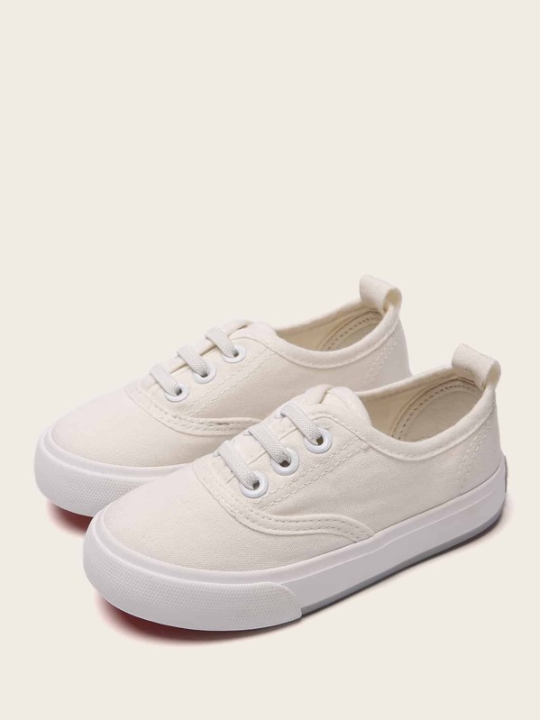 

Baby Girls Lace-up Canvas Sneakers, Beige