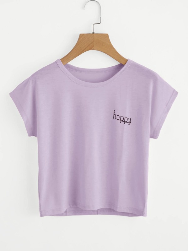 

Letter Graphic Round Neck Tee, Purple