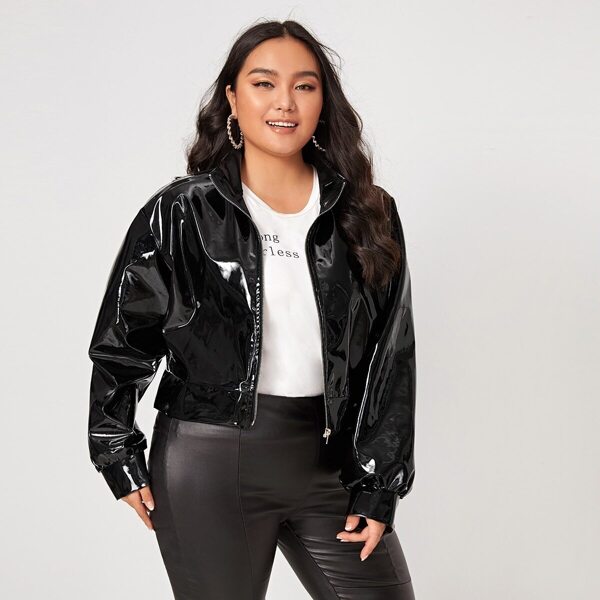 

Plus Zip Up Patent PU Jacket
