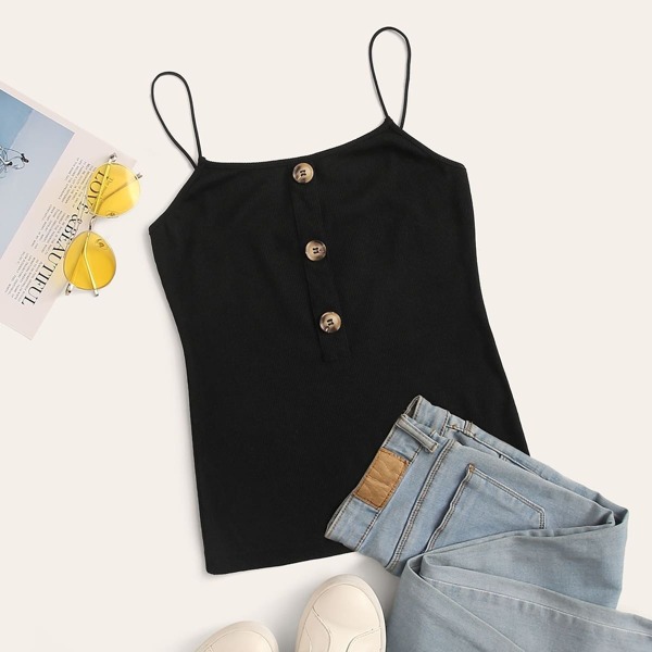 

Button Detail Fitted Cami Top