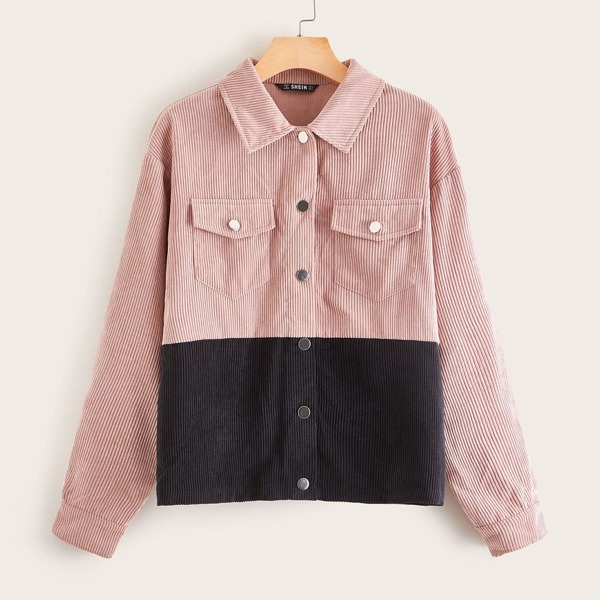 

Single Breasted Two Tone Cord Jacket, Multicolor