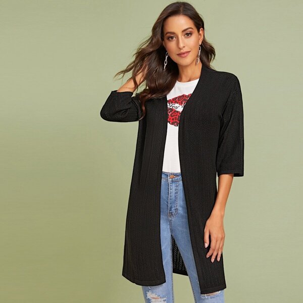 

Open Front Solid Cardigan, Black