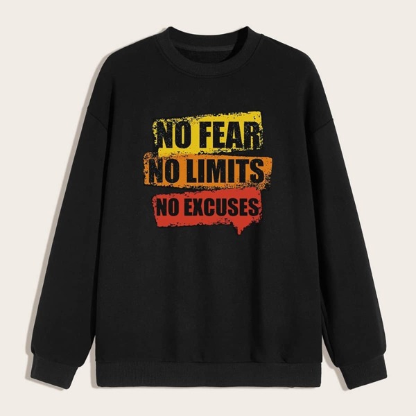 

Men Letter & Brush Print Sweatshirt, Black
