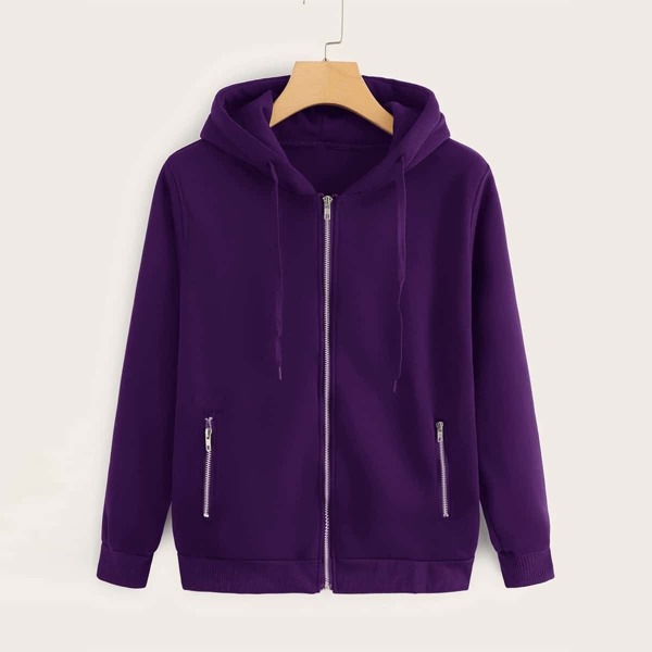 

Zip Up Pocket Side Drawstring Hoodie
