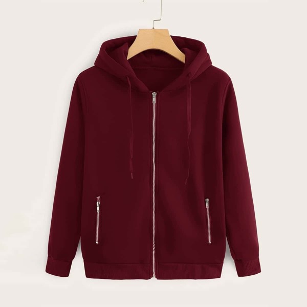 

Zip Up Pocket Side Drawstring Hoodie
