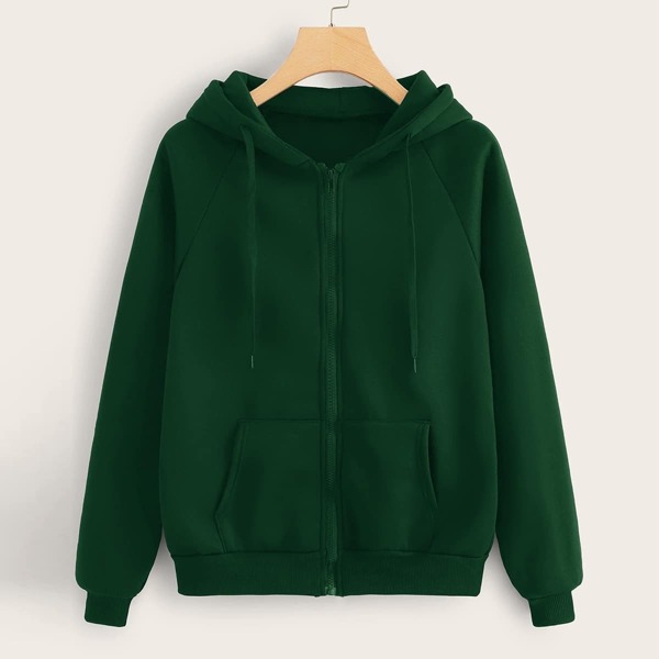 

Zip Up Kangaroo Pocket Drawstring Hoodie