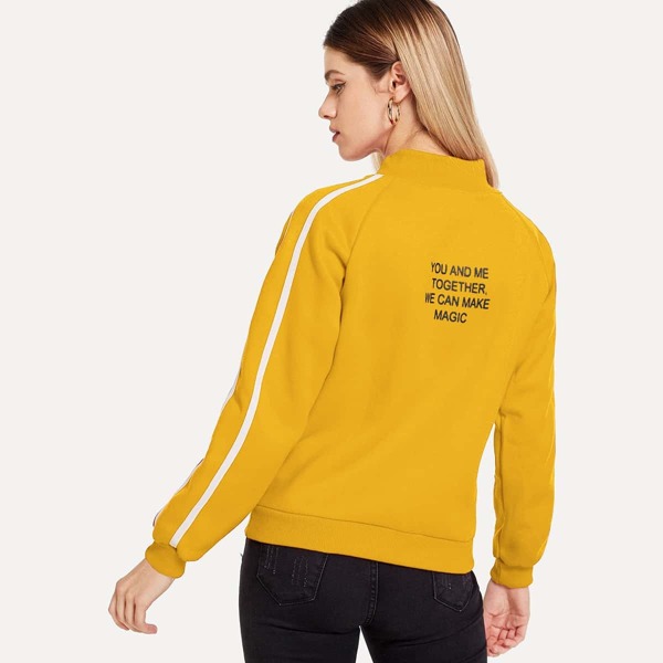 

Side Stripe Slogan Graphic Sweatshirt, Yellow