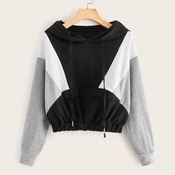 

Cut And Sew Elastic Hem Sweatshirt, Multicolor