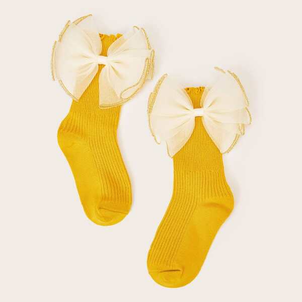 

Toddler Girls Bow Tie Decor Socks 1pair