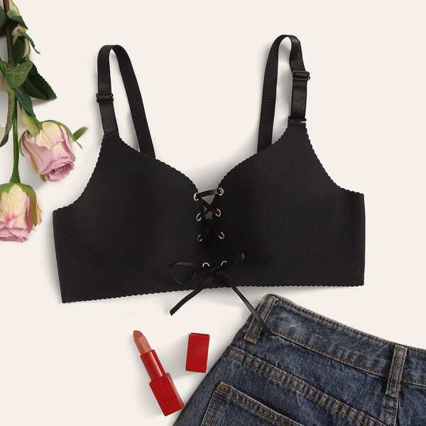

Lace-up Wireless Bra