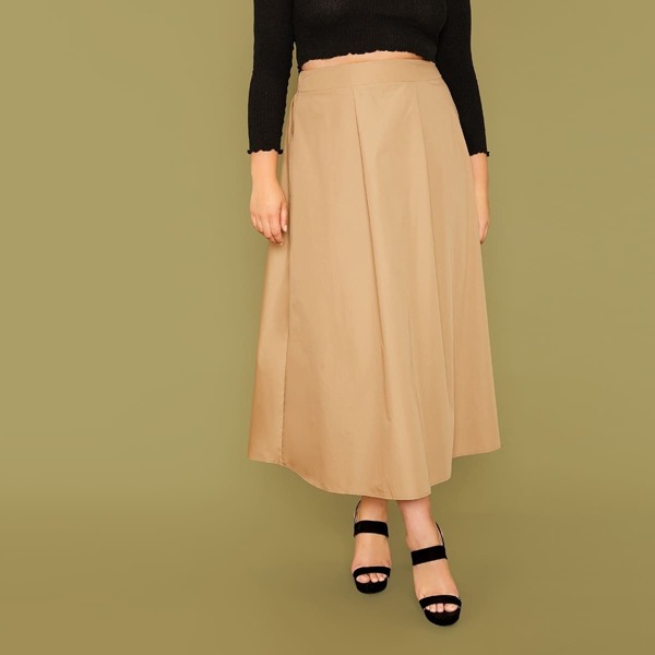 

Plus Solid Maxi Skirt Without Belt