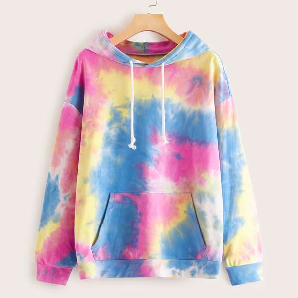 

Tie Dye Pocket Front Hoodie, Multicolor