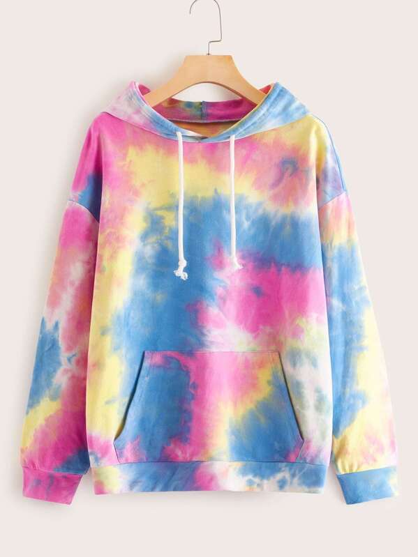 

Tie Dye Pocket Front Hoodie, Multicolor