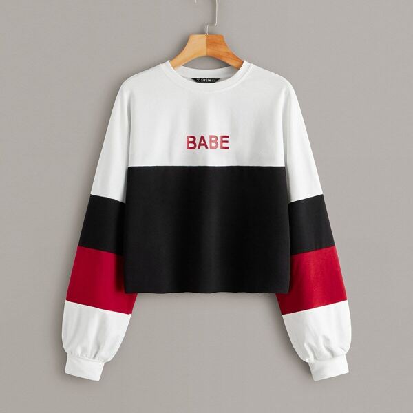 

Letter Graphic Colorblock Sweatshirt, Multicolor