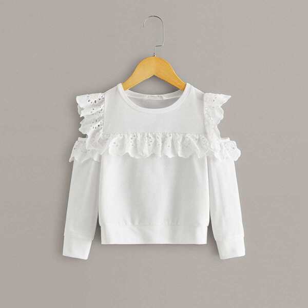 

Toddler Girls Contrast Schiffy Ruffle Open Shoulder Sweatshirt