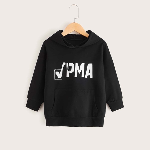 

Toddler Boys Letter Print Hooded Sweatshirt