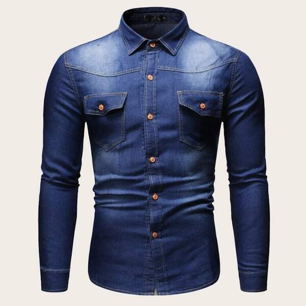 

Men Washed Double Pocket Denim Jacket