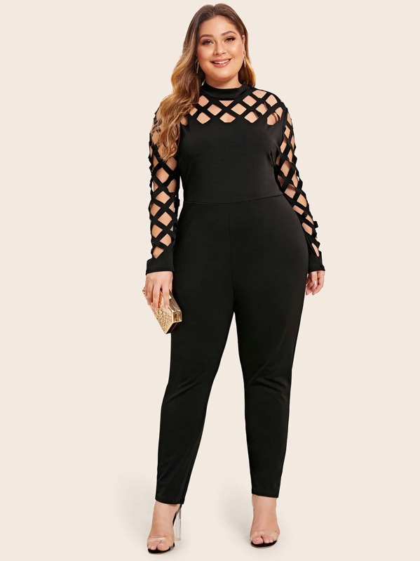 

Plus Cut Out Zip Back Jumpsuit, Black, Carol