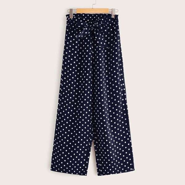 

Plus Polka Dot Print Tie Front Pants