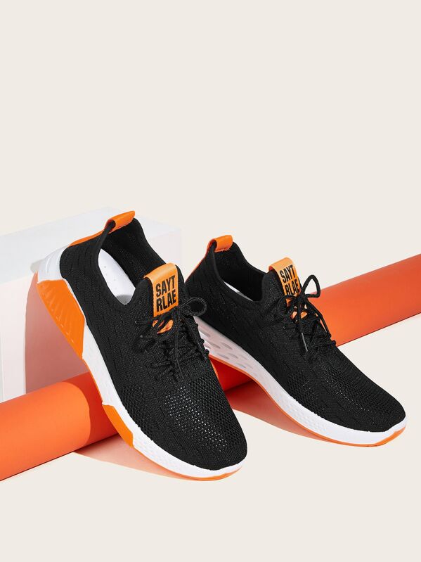 

Men Lace-up Front Mesh Trainers, Black