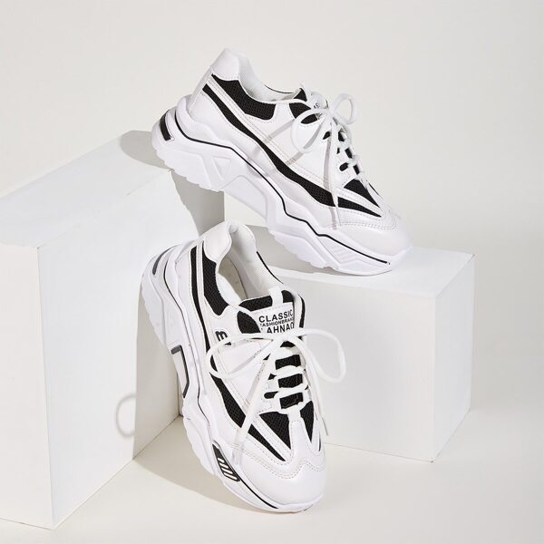 

Two Tone Lace-up Front Chunky Sneakers