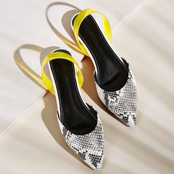 

Point Toe Snakeskin Slingback Flats