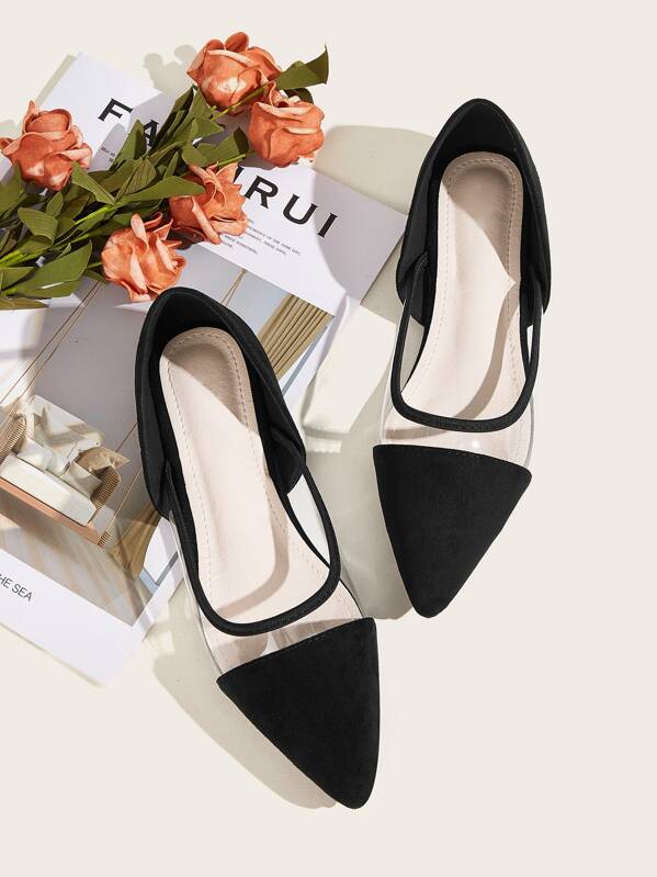 

Point Toe PVC Panel Flats, Black