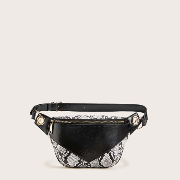 

Zip Front Snakeskin Print Fanny Pack