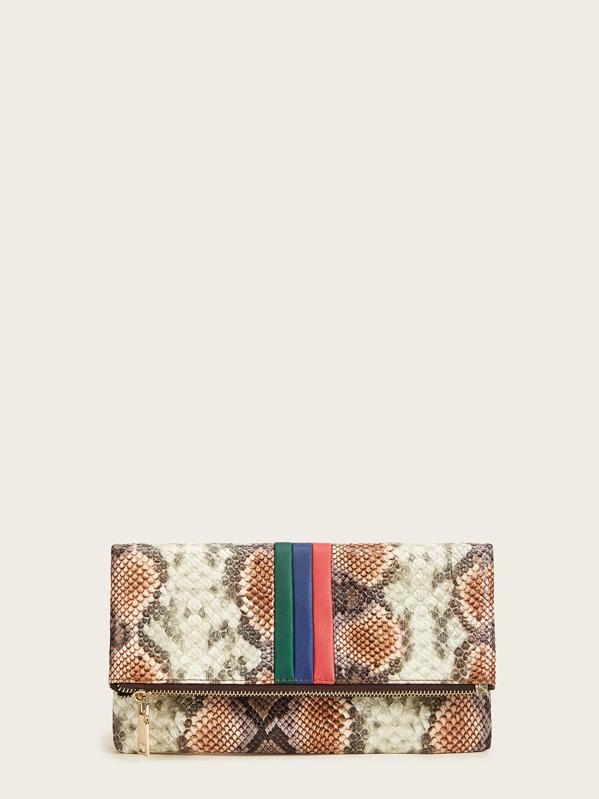 

Snakeskin Print Clutch Bag, Multicolor