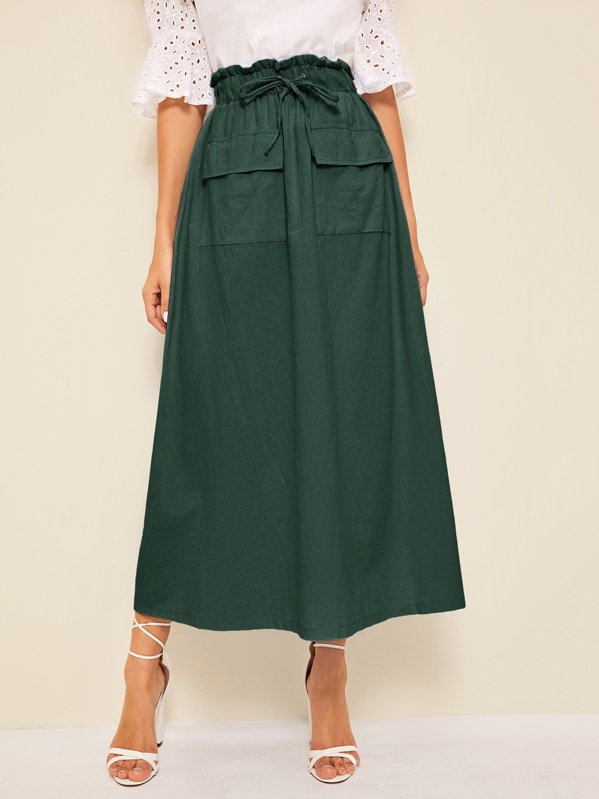 

Paperbag Waist Dual Pocket Skirt, Green, Mary P.