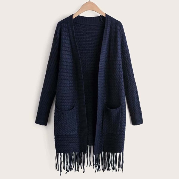 

Fringe Hem Pocket Side Cardigan