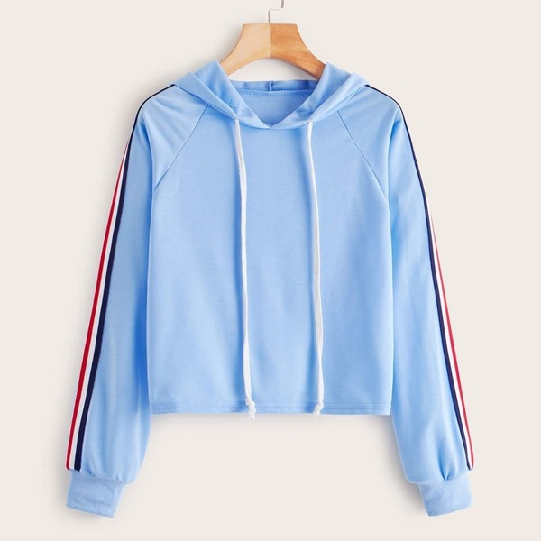 

Striped Tape Side Raglan Sleeve Hoodie
