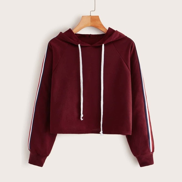

Striped Tape Side Raglan Sleeve Hoodie