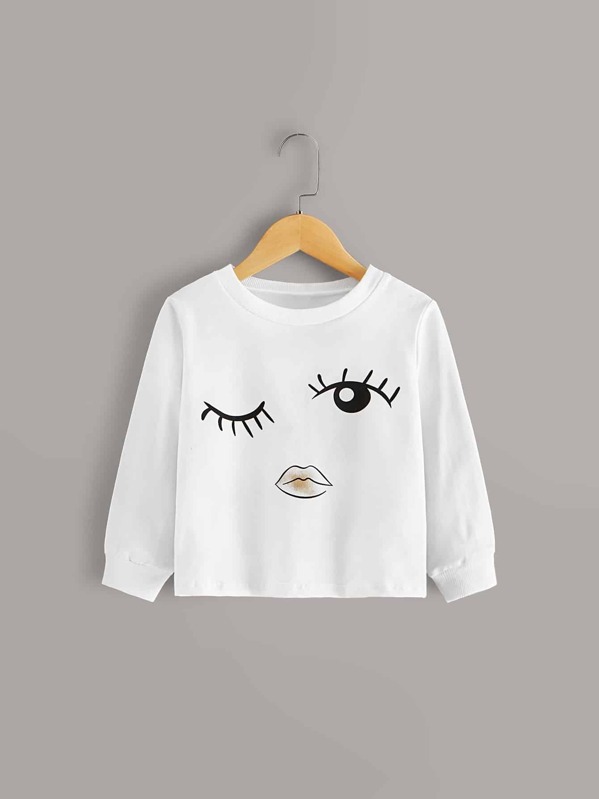 

Toddler Girls Figure Print Sweatshirt, White