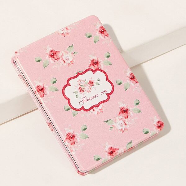 

Portable Flower Pattern Folded Rectangle Mirror, Multicolor