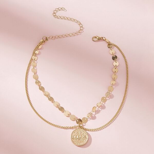 

Coin & Disc Decor Layered Arm Chain 1pc