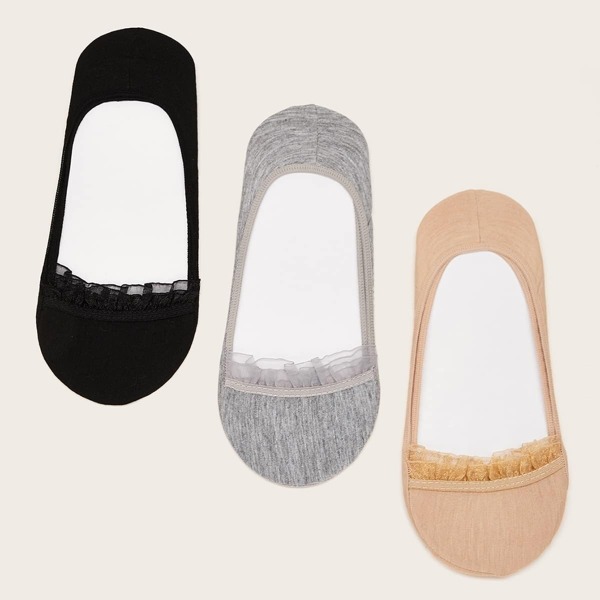 

Lace Trim Invisible Socks 3pairs