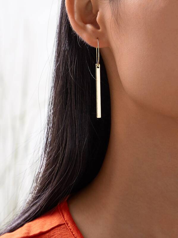 

Ring Decor Bar Drop Earrings 1pair, Gold