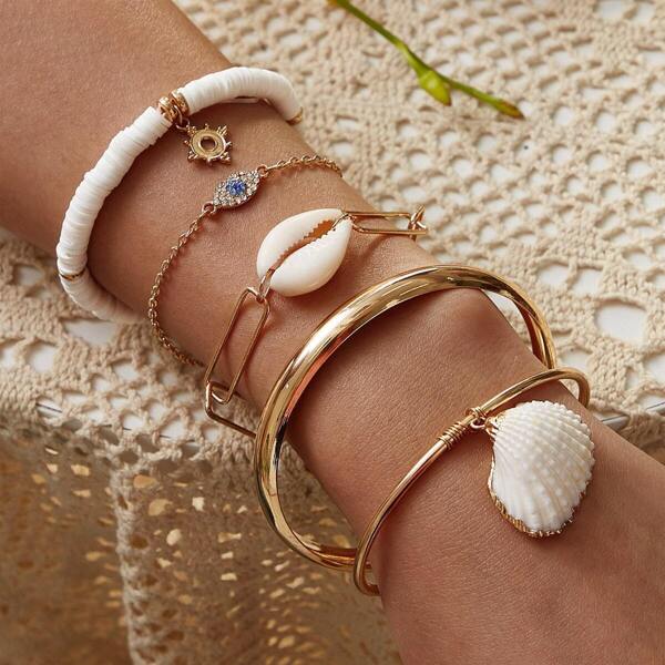 

Shell & Eye Decor Bracelet 5pcs