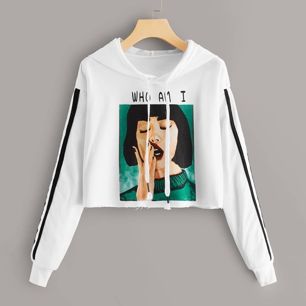 

Figure Print Tape Panel Hoodie