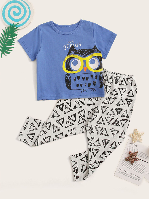 

Toddler Boys Owl & Geo Print Pajama Set, Multicolor