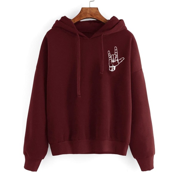 

Gesture Graphic Drop Shoulder Hooded Sweatshirt, Burgundy